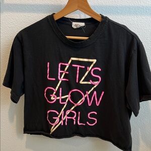 Charcoal Cropped Tee Lets Glow Girls